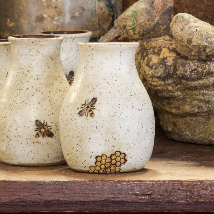 Ceramic Vase with Honeybee Decoration