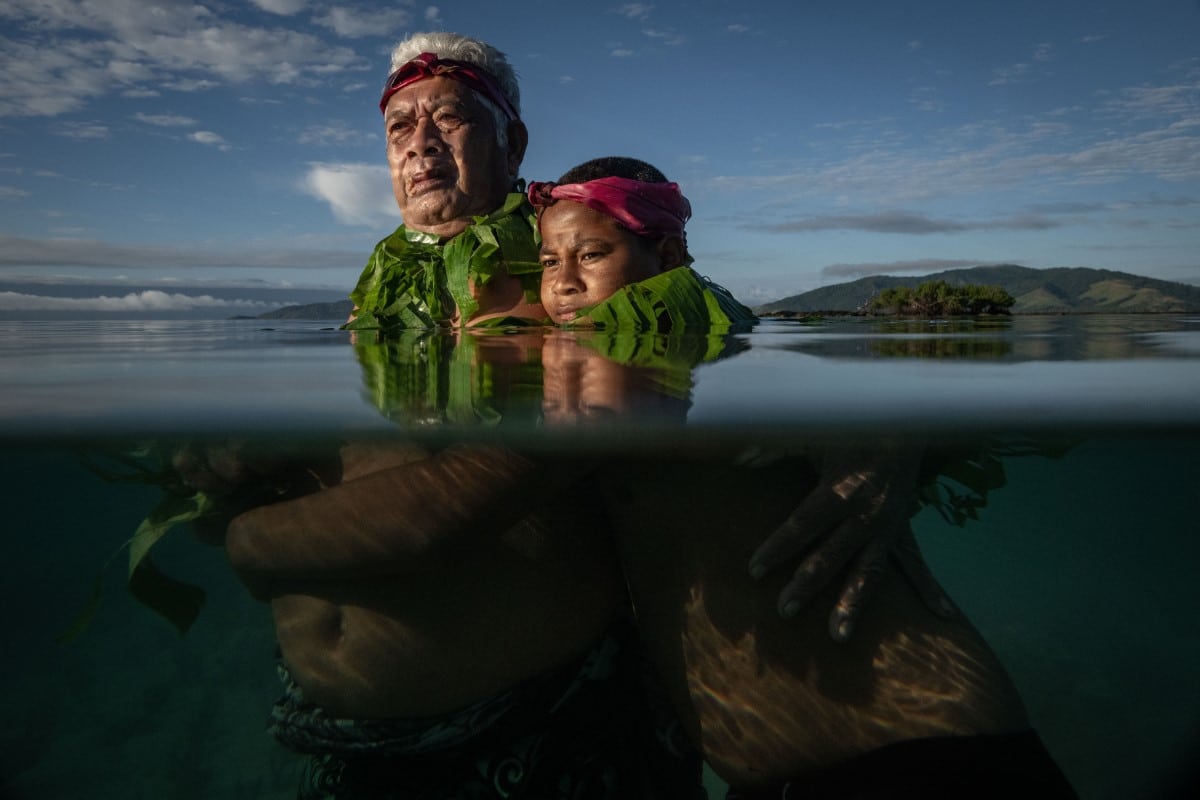 Elder from Kioa Island with his grandson